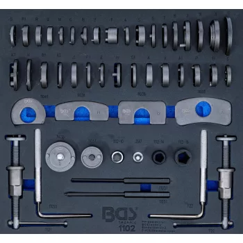   BGS technic Set prese etrier pentru inlocuit placute de frana | 50 piese : Organizator pentru cărucior 2/3 (BGS 1102)