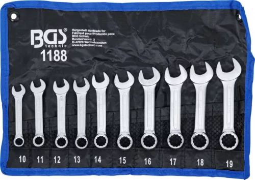 BGS technic Set chei combinate | extra scurte | 10 - 19 mm | 10 piese (BGS 1188)