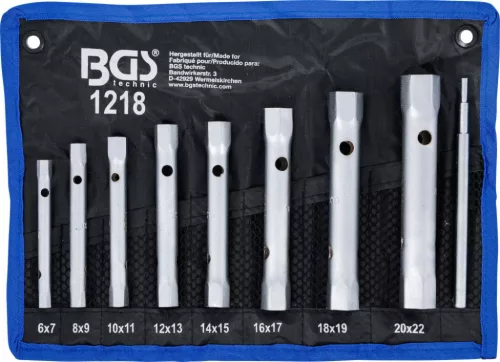 BGS technic Set chei tubulare pentru ţevi | 6 x 7 - 20 x 22 mm | 9 piese (BGS 1218)