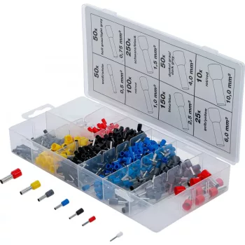   BGS technic Set pini terminali pentru cabluri electrice, 50x0.5mm, -0.75, 50x100x1.0mm, 250x1.5mm-2.5mm, 150x50x41.0mm, 25x6.0mm, 10x10.0mm (BGS 14120)