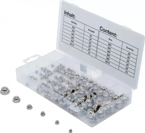 BGS technic Set piulite cu cap bombat nichelate M3-M10mm, 150 piese (BGS 14130)