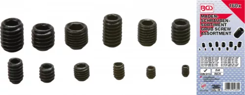 BGS technic Sortiment şuruburi de blocare fără cap| Mărimi în ţoli | 160 piese (BGS 14136)