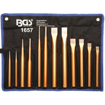   BGS technic Set dalti si dornuri + puctator de centrare, 12 piese (BGS 1657)