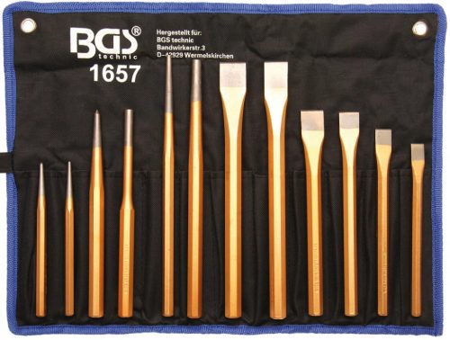 BGS technic Set dalti si dornuri + puctator de centrare, 12 piese (BGS 1657)
