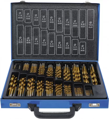 BGS technic Set burghie spiralate | HSS | titan nitrurat | 1 - 10 mm | 170 piese (BGS 1994)