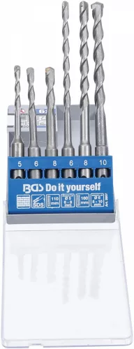 BGS DIY Set burghie percutoare | tijă SDS, Vârfuri din carburi metalice | 5 - 10 mm | 6 piese (BGS 2007)