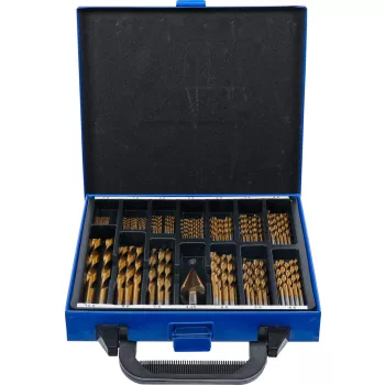   BGS technic Set burghie spirale şi în trepte | HSS | Titan nitrurat | 1 - 10 mm | 119 piese (BGS 2009)