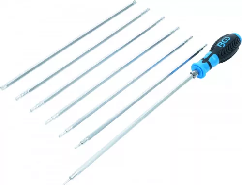 BGS technic Set şurubelniţe cu capete interschimbabile | Profil T (pentru Torx) / Profil T (pentru Torx Plus) cu gaură | 8 piese (BGS 2326)