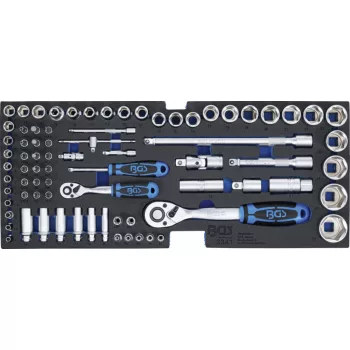   BGS technic Suport din spumă pentru set de tubulare | 12,5 mm (1/2") + 6,3 mm (1/4") | echipare 1/3 pentru dulap de scule | 77 piese (BGS 3341)