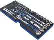 BGS technic Suport din spumă pentru set de tubulare | 12,5 mm (1/2") + 6,3 mm (1/4") | echipare 1/3 pentru dulap de scule | 77 piese (BGS 3341)