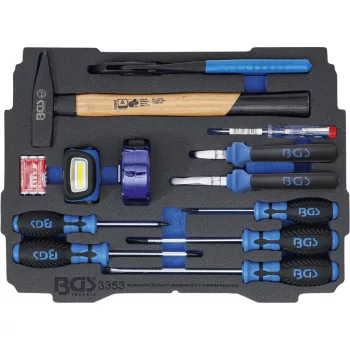   BGS technic Suport din spumă pentru art. BOXSYS1 & 2: Set ciocane, cleşti, şurubelniţe | 12 piese (BGS 3353)