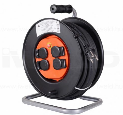 IWELD tambur de cablu prelungitor cu 4 prize la pământ, 3x1.5mm2 / cauciuc 40 m (34CBEXT33540M)