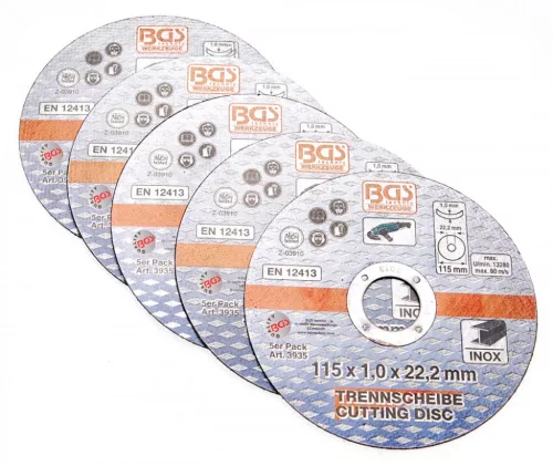 BGS technic Discuri tăiere pentru oţel inox | Ø 115 x 1,0 x 22,2 mm | 5 piese (BGS 3935)