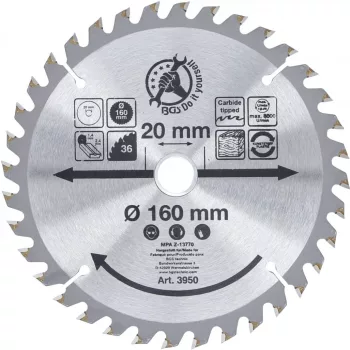   BGS DIY Disc fierăstrău circular carburi metalice | Ø 160 x 20 x 2,4 mm | 36 dinţi (BGS 3950)