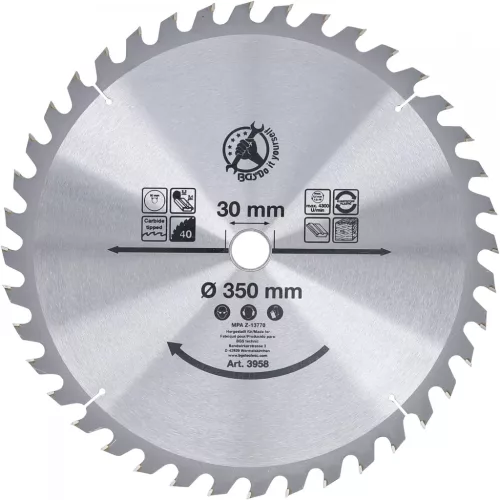 BGS DIY Disc fierăstrău circular carburi metalice | Ø 350 x 30 x 3,4 mm | 40 dinţi (BGS 3958)