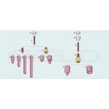   IWELD Tungsten cartuș de prindere pentru lentile mari de gaz TBi 3,2mm SR9 / 20 13N24L (401P13N24L)