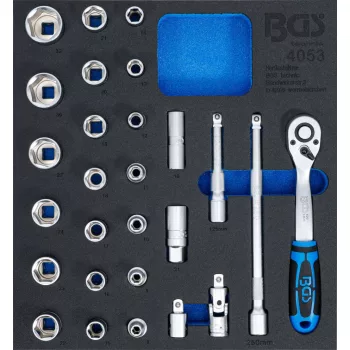   BGS technic Set chei tubulare 12,5 mm (1/2") | 27 piese : Suport organizator pentru cărucior 2/3 (BGS 4053)