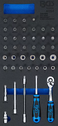 BGS technic Set chei tubulare | 6,3 mm (1/4") | 41 piese : Suport organizator pentru cărucior 1/3 (BGS 4054)