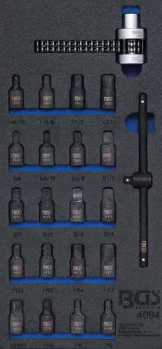 BGS technic Capete cheie baie ulei / Cheie cu lanţ filtru de ulei | 22 piese : Suport organizator pentru cărucior 1/3 (BGS 4094)