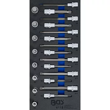   BGS technic Set biţi | Dantură interioară multiplă (pentru XZN) | 22 piese : Suport organizator pentru cărucior 1/3 (BGS 4118)