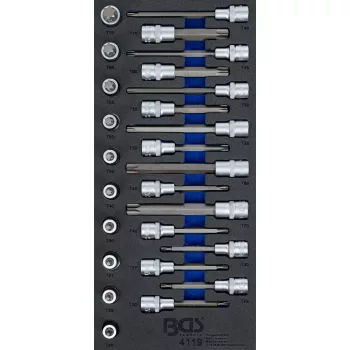   BGS technic Set biţi | Profil T (pentru Torx) | 26 piese : Suport organizator pentru cărucior 1/3 (BGS 4119)