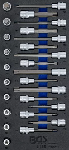 BGS technic Set biţi | Profil T (pentru Torx) | 26 piese : Suport organizator pentru cărucior 1/3 (BGS 4119)