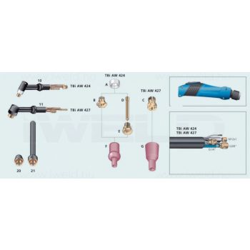   IWELD TBi AW424 TIG pistol 8m WZ-0 apă răcită (414P24C158)