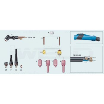   IWELD TBi SR 400 TIG Pistol 4m G1 / 4 "-2xG3 / 8" (415P40C134)