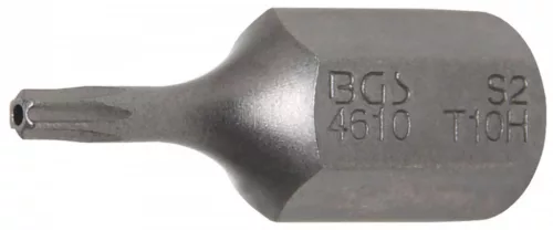 BGS technic Bit Torx | Antrenare 6 colțuri exterior 10 mm (3/8") | Profil T (pentru Torx) cu gaură T10 (BGS 4610)