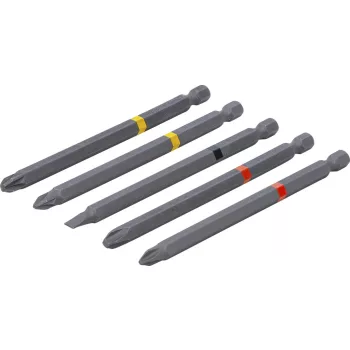   BGS DIY Set biţi | Antrenare hexagon exterior 6,3 mm (1/4") | Cap cruce PH, Cap cruce PZ, lamă dreaptă | Lungime 110 mm | 5 piese (BGS 4832)