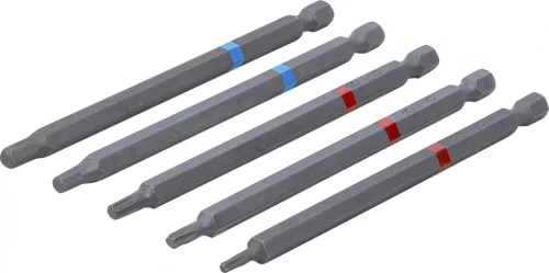 BGS DIY Set biţi | Antrenare hexagon exterior 6,3 mm (1/4") | Hexagon interior, Profil T (pentru Torx) | Lungime 110 mm | 5 piese (BGS 4836)