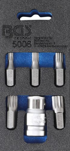 BGS technic Set biţi şurubelniţă | Antrenare 6 colțuri exterior 10 mm (3/8") | Dantură interioară multiplă (pentru XZN) | 6 piese (BGS 5006)
