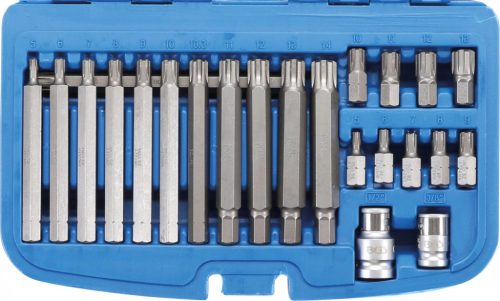 BGS technic Set biţi | Antrenare 6 colțuri exterior 10 mm (3/8") | Profil pană (pentru Ribe) | 22 piese (BGS 5013)