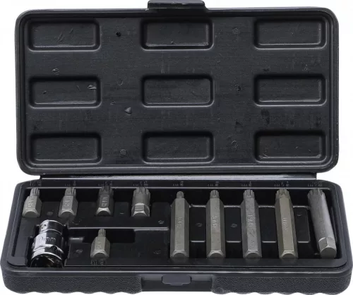 BGS DIY Set biţi | Antrenare hexagon exterior 10 mm (3/8") | dantură interioară multiplă (pentru XZN) | 11 piese (BGS 5030)