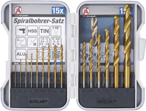 BGS DIY Set burghie HSS | titan-nitrurat | 1,5 - 10 mm | 15 piese (BGS 50815)