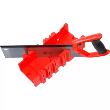   BGS DIY Suport tăiere înclinată din plastic | 300 x 130 x 80 mm | cu fierăstrău coadă-de-vulpe (BGS 50845)