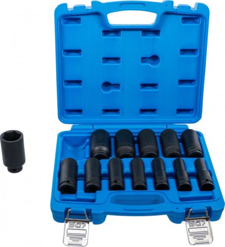 BGS technic Set chei tubulare de impact cu protecţie 6 colțuri, adânc | 12,5 mm (1/2") | Mărimi în ţoli | 13 piese (BGS 5208)
