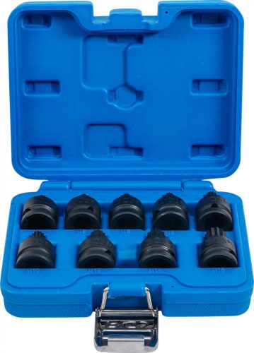 BGS technic Set capete biţi de impact | 12,5 mm (1/2") | Dantură interioară multiplă (pentru XZN) M4 - M16 | 9 piese (BGS 5487)
