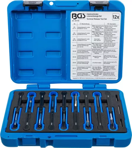 BGS technic Set demontat terminale si cuple electrice 12 piese (BGS 60100)
