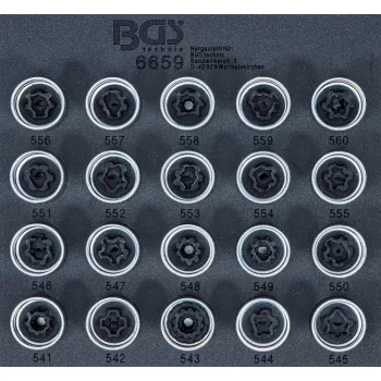   BGS technic Set chei pentru antifurturi roți VAG | 20 piese : Suport organizator pentru cărucior 1/6 (BGS 6659)