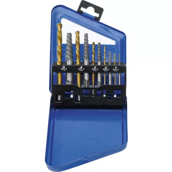   BGS technic Set Extractoare de șuruburi şi burghie stânga | HSS | titan-nitrurat | 2 - 7,5 mm | 10 piese (BGS 6780)