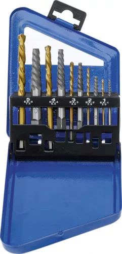BGS technic Set Extractoare de șuruburi şi burghie stânga | HSS | titan-nitrurat | 2 - 7,5 mm | 10 piese (BGS 6780)