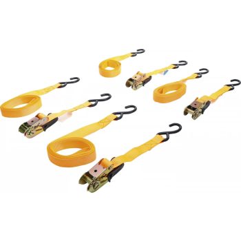   BGS DIY Set bandă de tensionare cu clichet | cu cârlige grele | 5 m x 25 mm | 4 piese (BGS 6831)