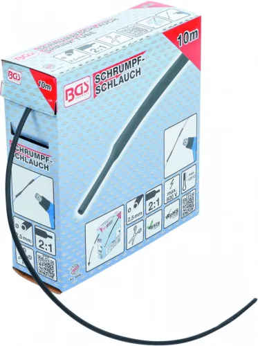 BGS technic Varnis termocontractabil negru Ø 2,5 mm, lungime 10 m (BGS 6846)