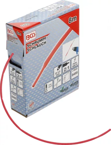 BGS technic Cutie furtunuri contractabile | roşie | Ø 3 mm | 8 m (BGS 6923-1)