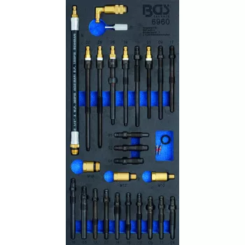   BGS technic Set adaptoare pentru tester compresie şi pierdere presiune | 30 piese : Suport organizator pentru cărucior 1/3 (BGS 6960)