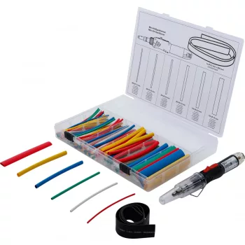   BGS technic Mini-arzător gaz fierbinte cu sortiment furtunuri contractabile | colorate | cu aprindere piezoelectrică | 162 piese (BGS 70143)