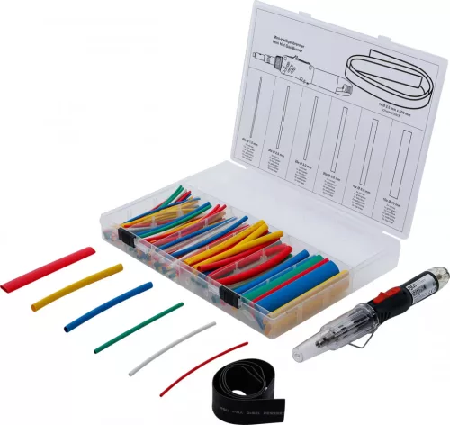 BGS technic Mini-arzător gaz fierbinte cu sortiment furtunuri contractabile | colorate | cu aprindere piezoelectrică | 162 piese (BGS 70143)