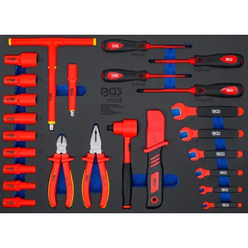   BGS technic Suport organizator pentru cărucior 3/3: Set chei tubulare VDE | 10 mm (3/8") | 26 piese (BGS 70218)
