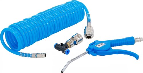 BGS technic Pistol de suflat cu aer comprimat | cu furtun spiralat aer comprimat şi conector T (BGS 74253)